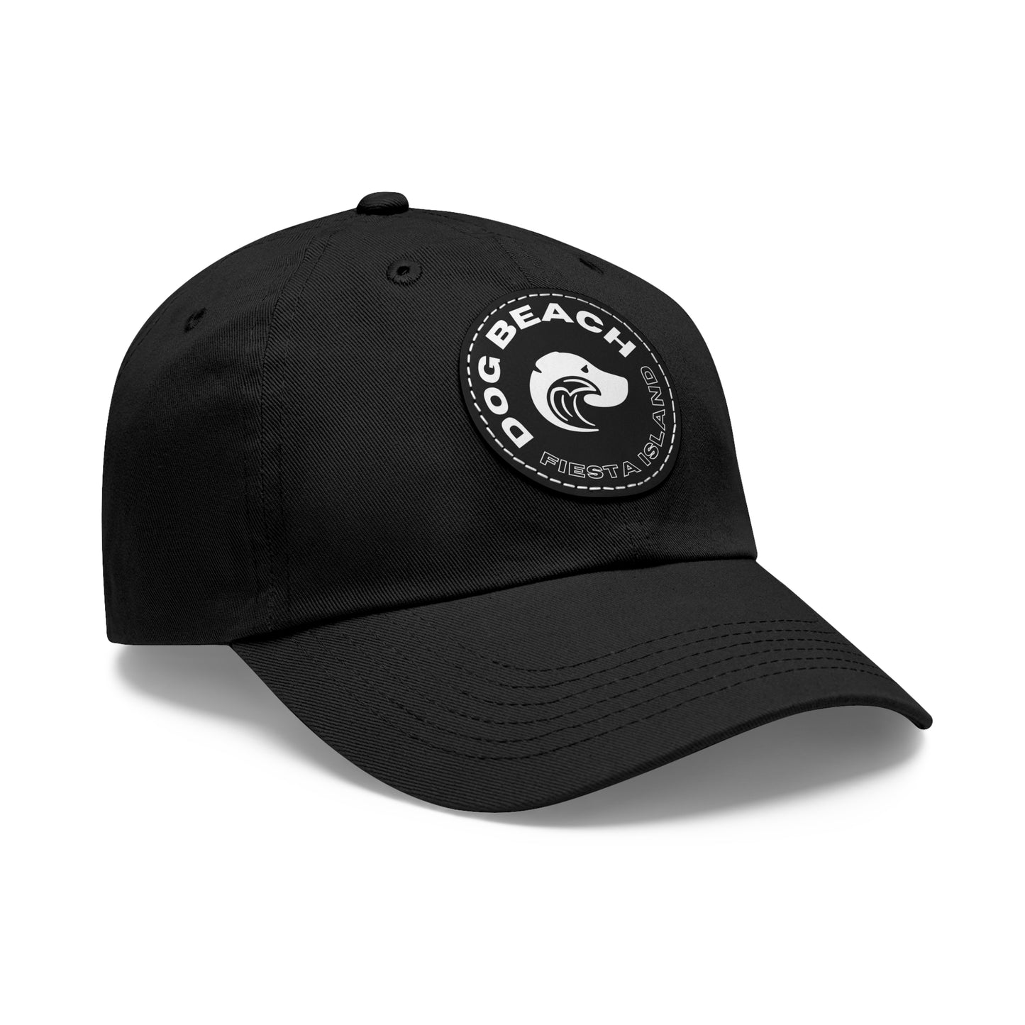 Dad Hat with Leather Patch: Fiesta Island Dog Beach