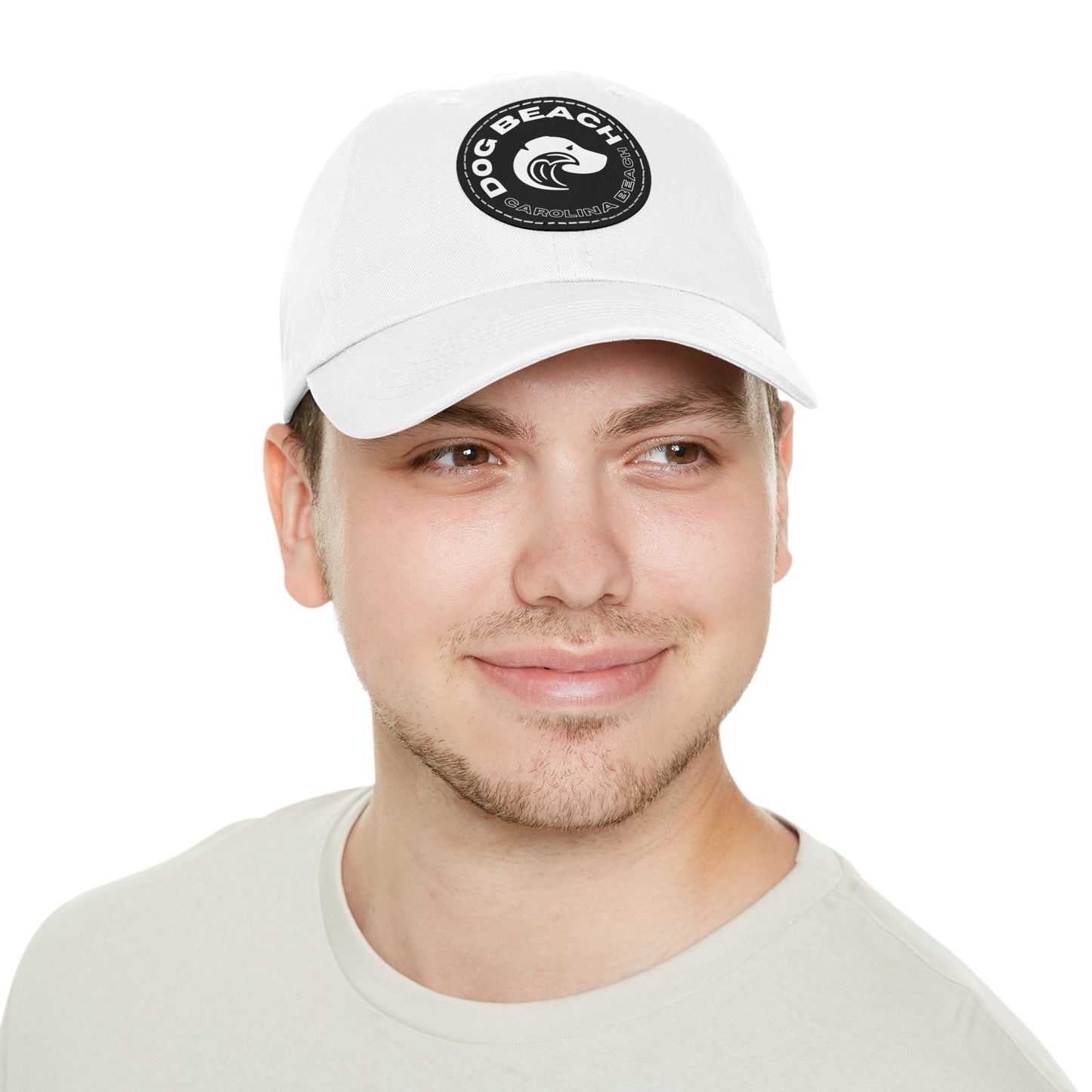 Dad Hat with Leather Patch: Carolina Beach Dog Beach