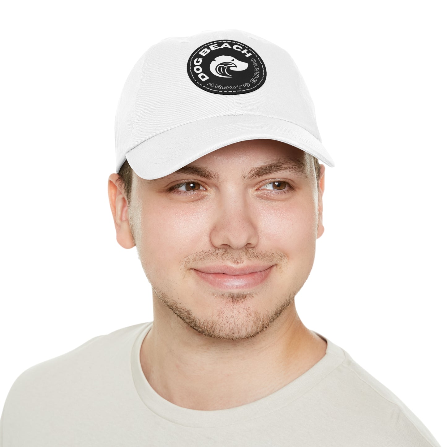 Dad Hat with Leather Patch: Arroyo Burro Dog Beach