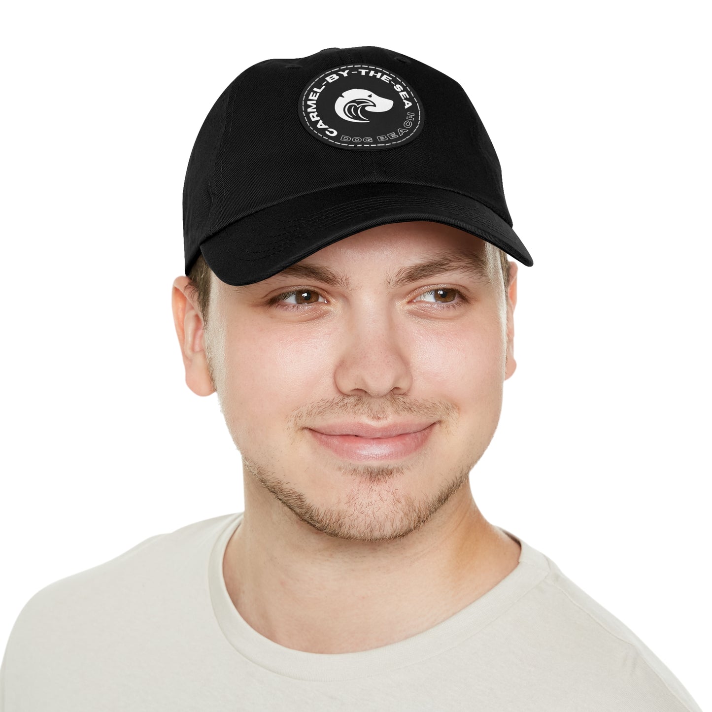 Dad Hat with Leather Patch: Carmel Dog Beach