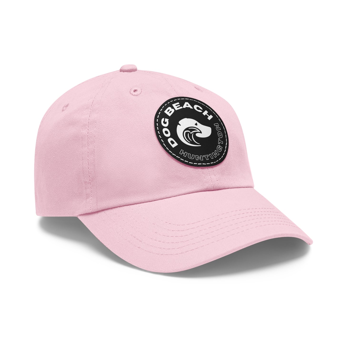 Dad Hat with Leather Patch: Huntington Dog Beach