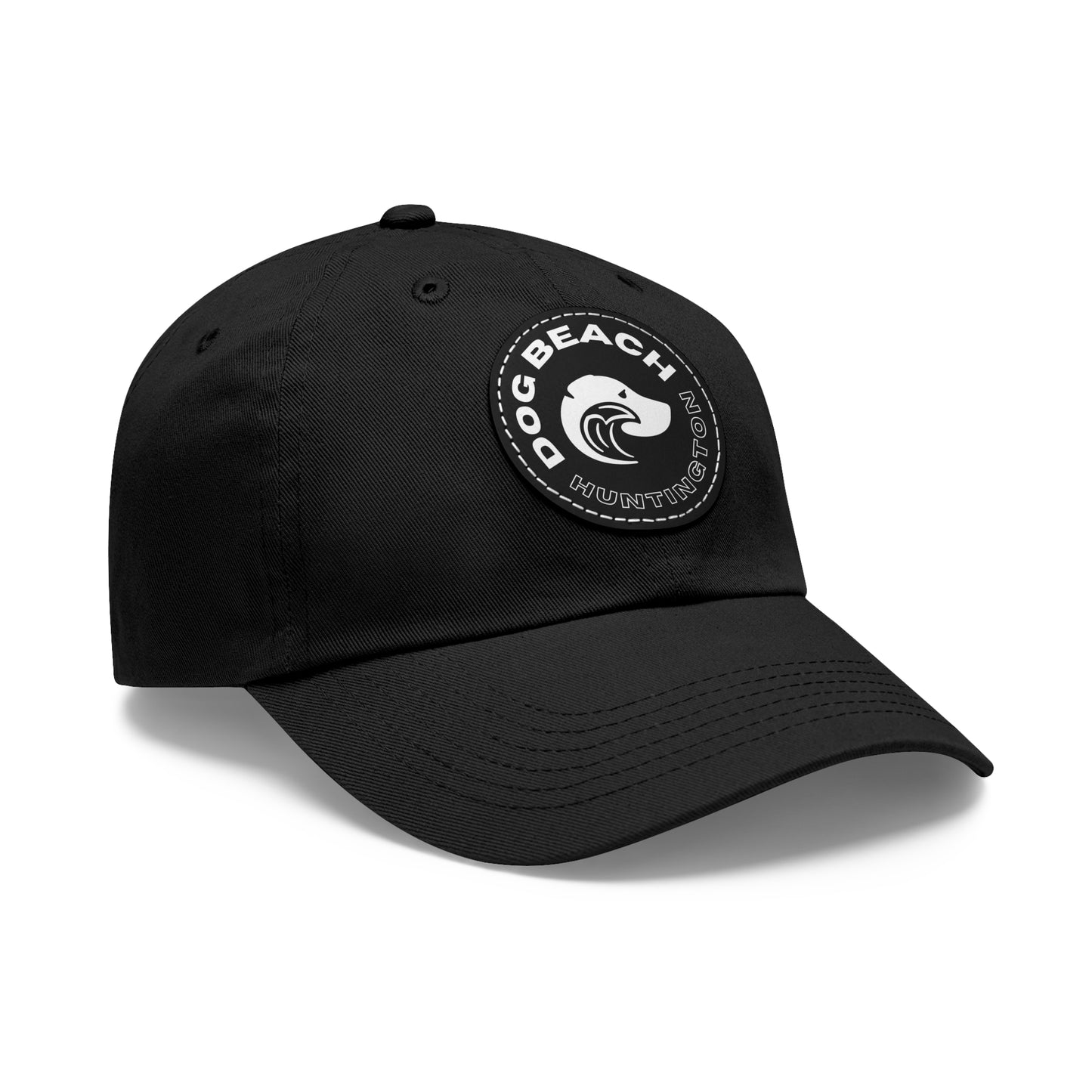 Dad Hat with Leather Patch: Huntington Dog Beach
