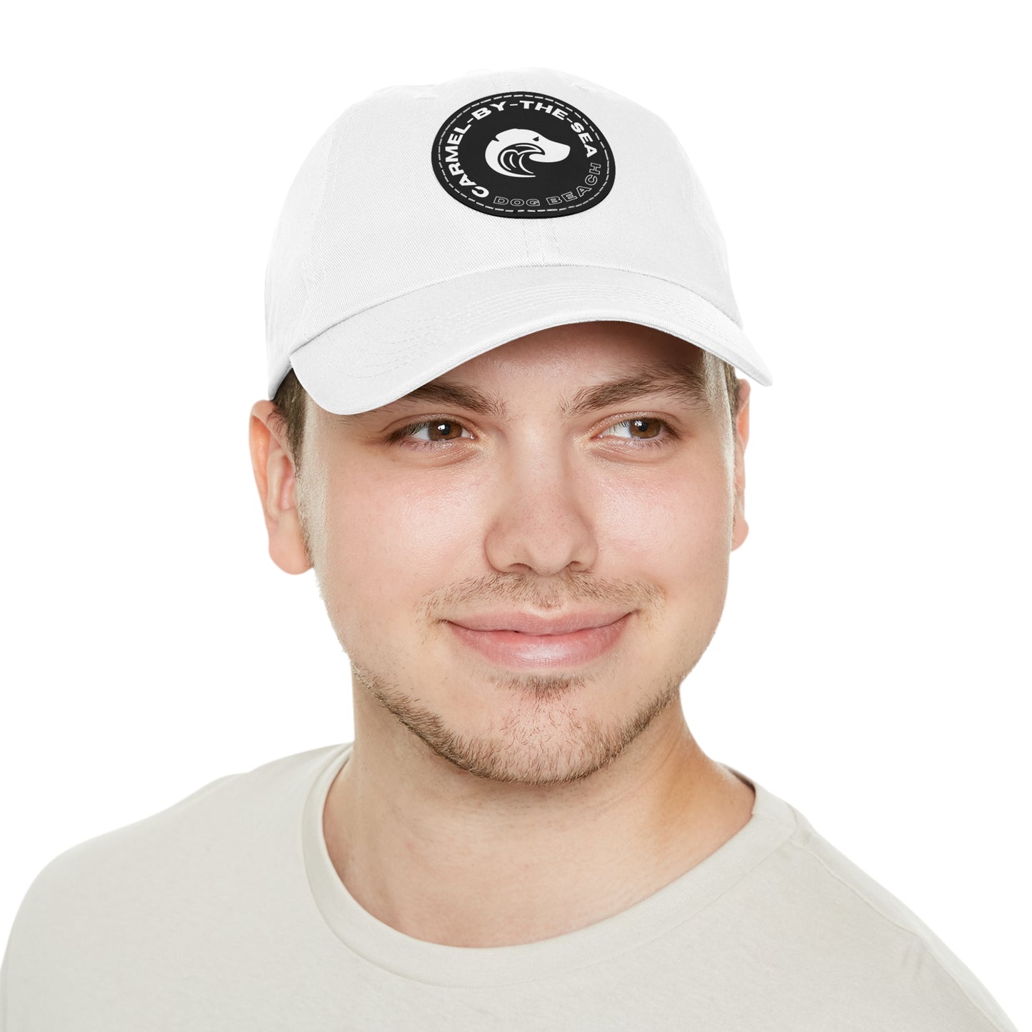 Dad Hat with Leather Patch: Carmel Dog Beach
