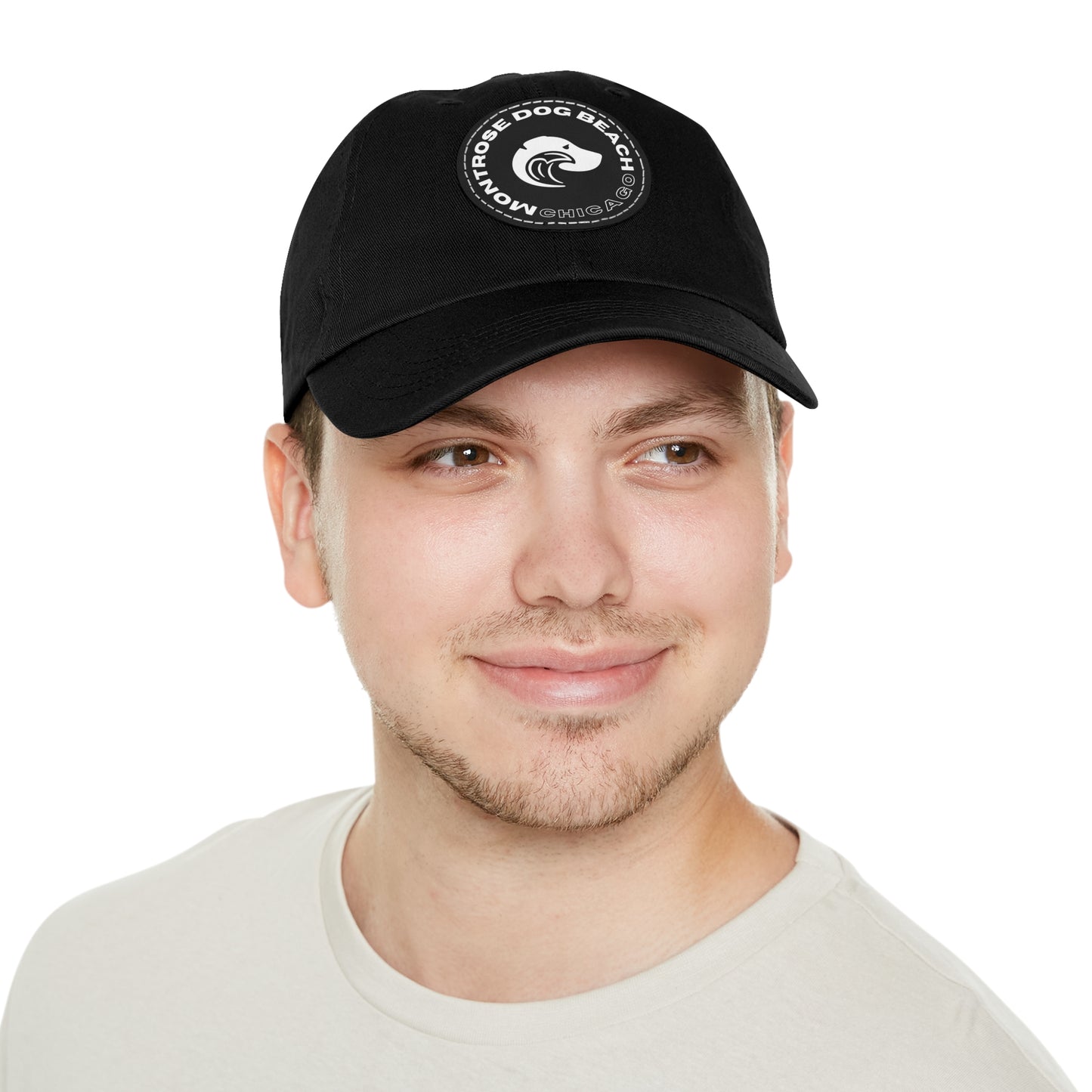 Dad Hat with Leather Patch: Montrose Dog Beach
