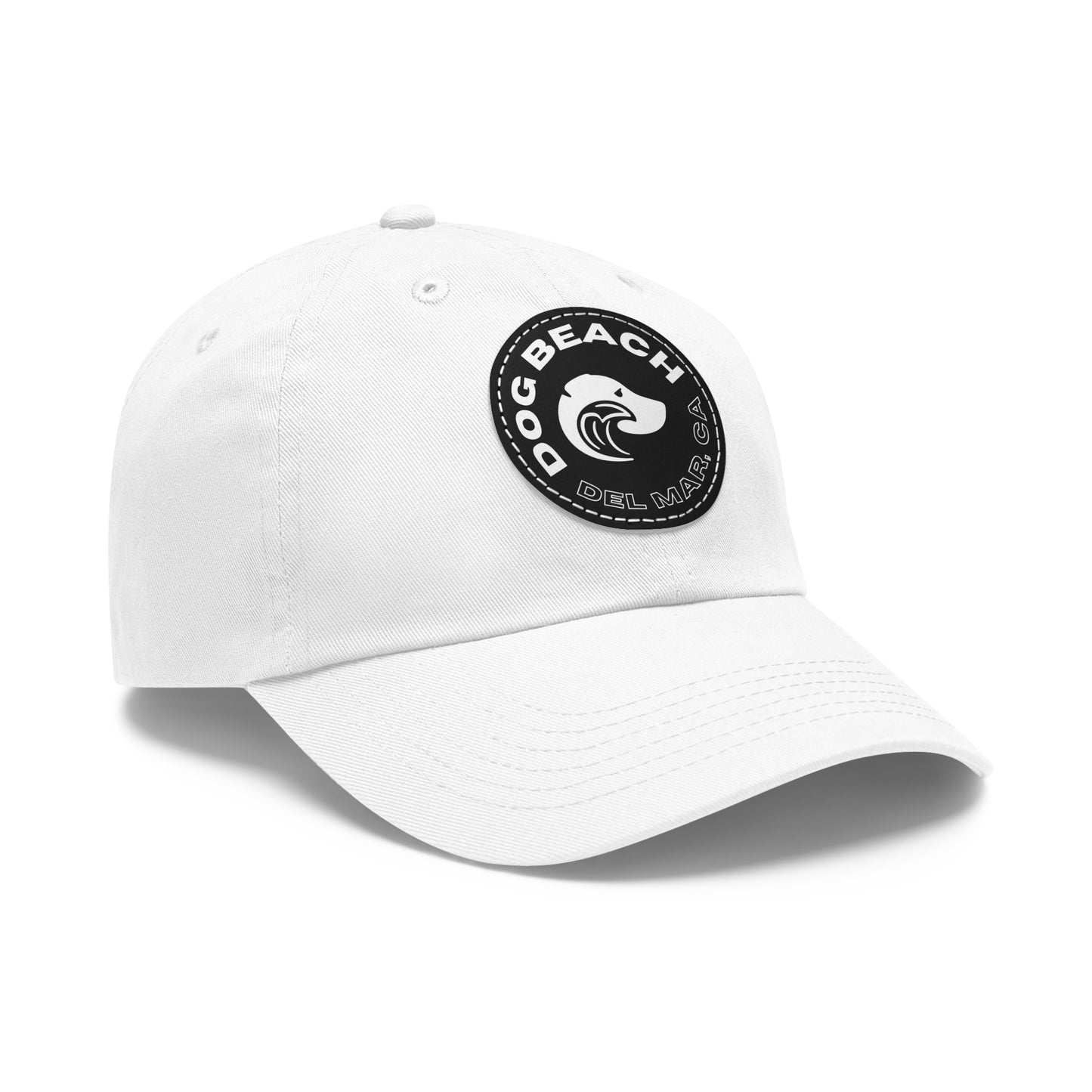 Dad Hat with Leather Patch: Del Mar Dog Beach