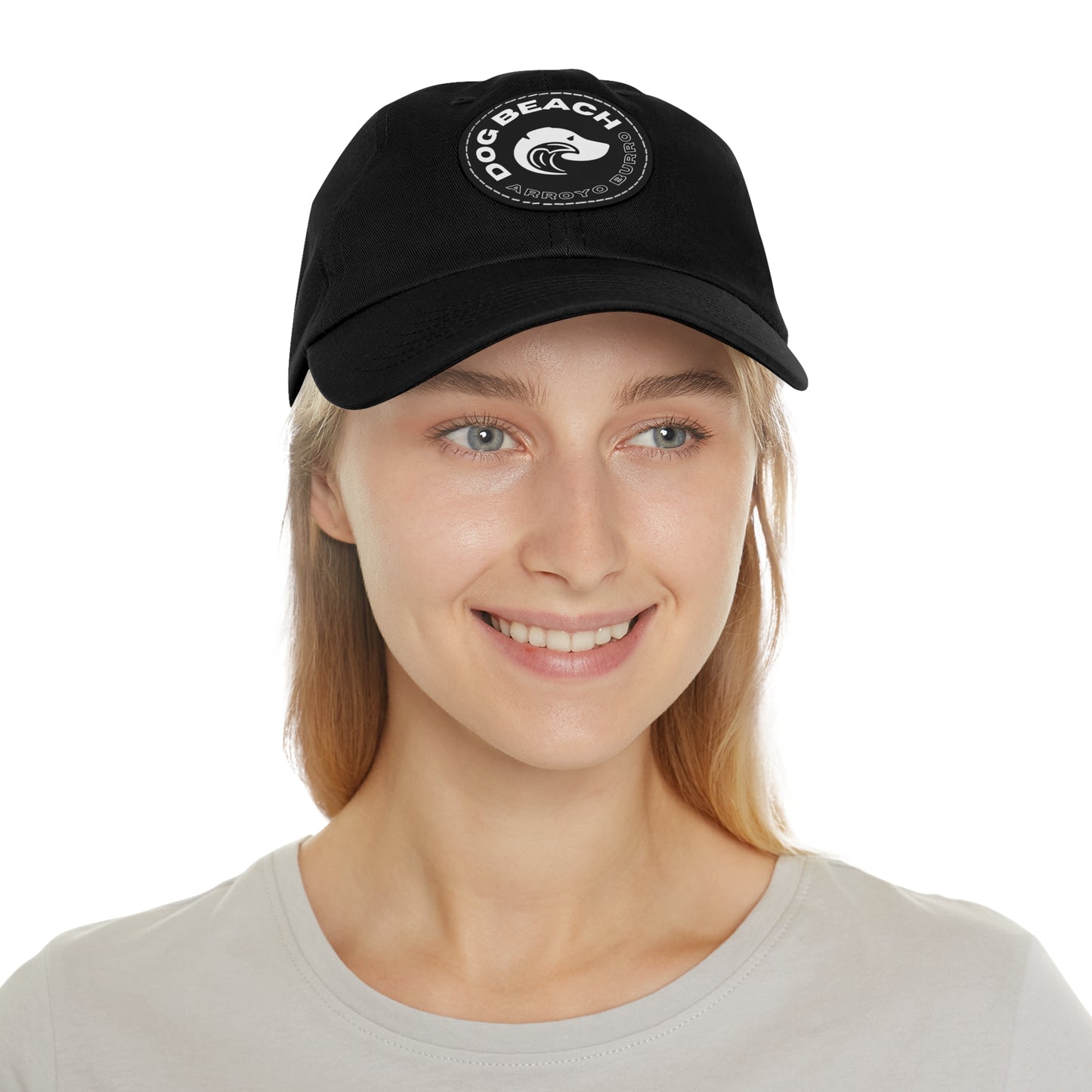 Dad Hat with Leather Patch: Arroyo Burro Dog Beach