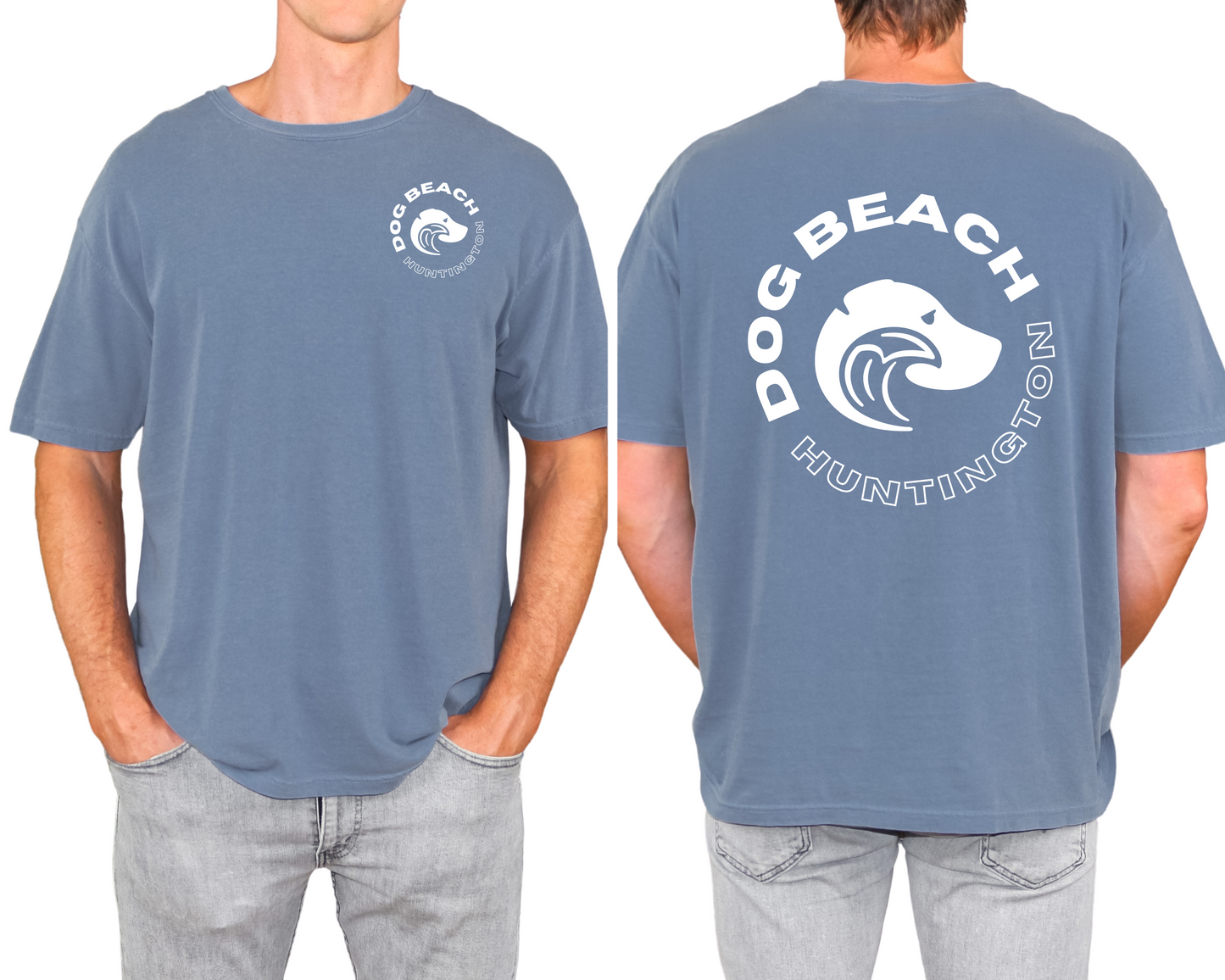 Huntington Dog Beach Relaxed T-Shirt Mens Modeled