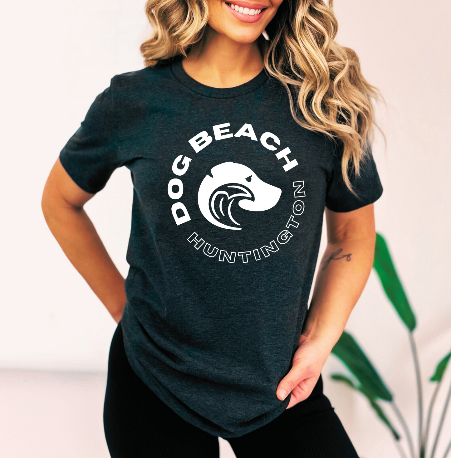 Huntington Dog Beach Triblend T-Shirt Womens Modeled