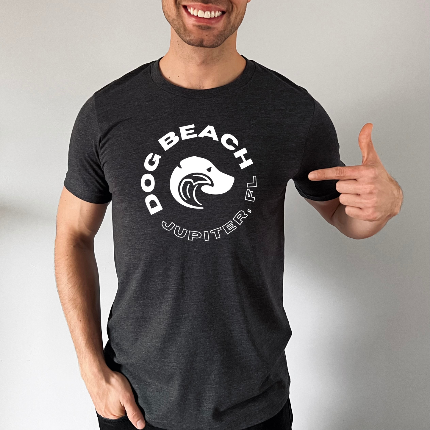 Jupiter Dog Beach T-Shirt Triblend Mens Modeled