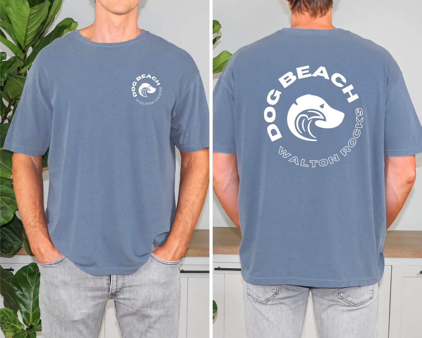 Walton Rocks Dog Beach T-Shirt Relaxed Mens Modeled