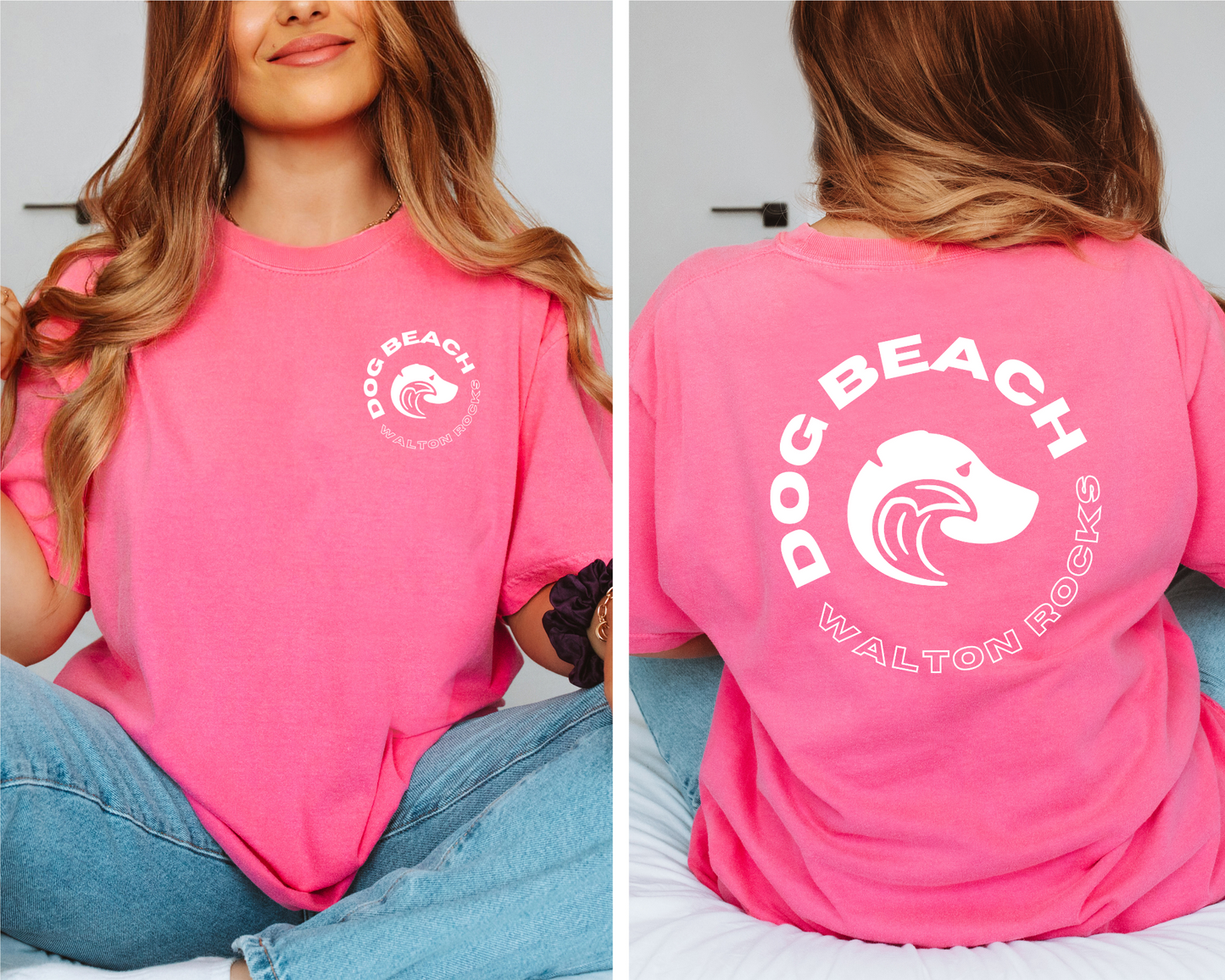 Walton Rocks Dog Beach T-Shirt Relaxed Womens Modeled