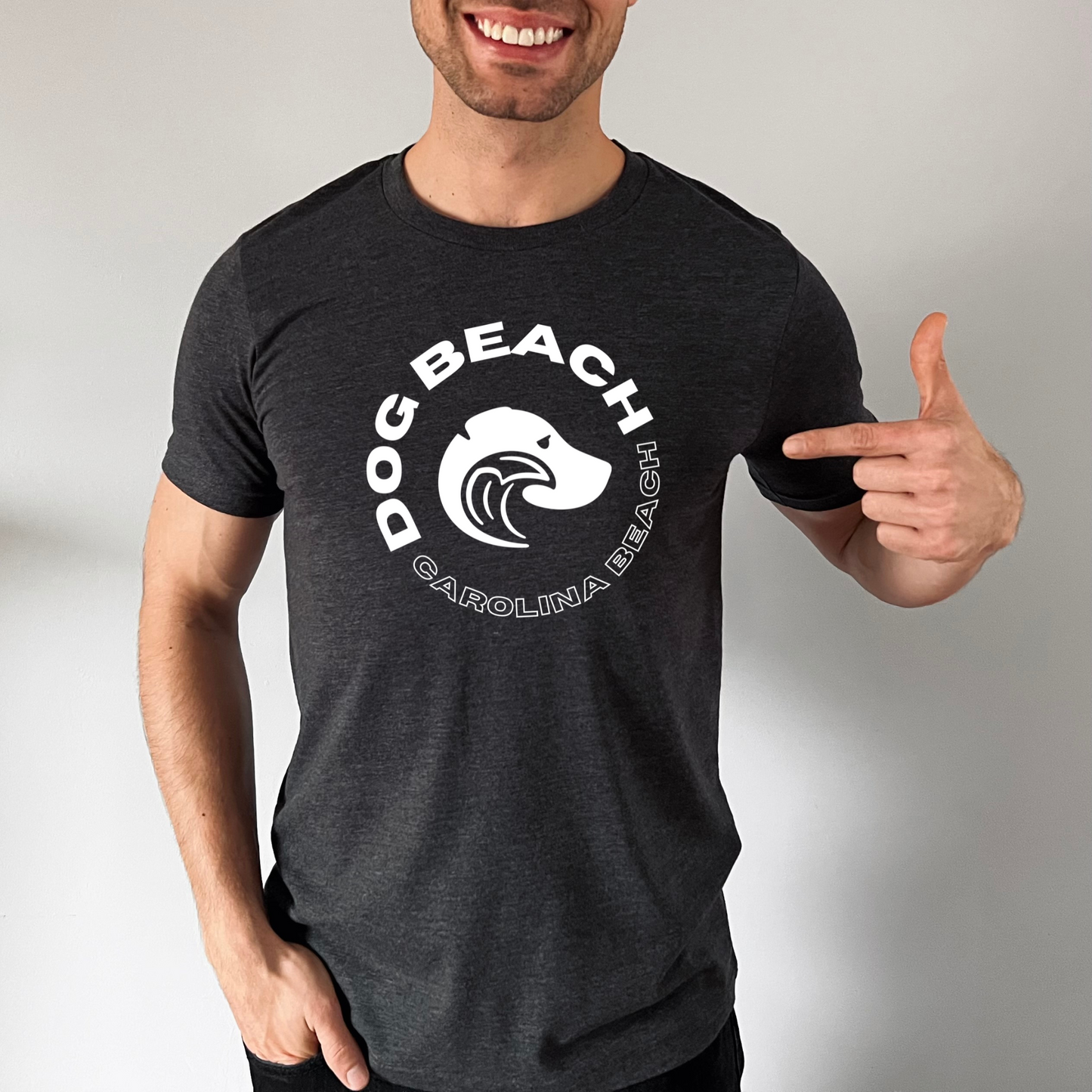 Carolina Beach Dog Beach T-Shirt Triblend Mens Modeled