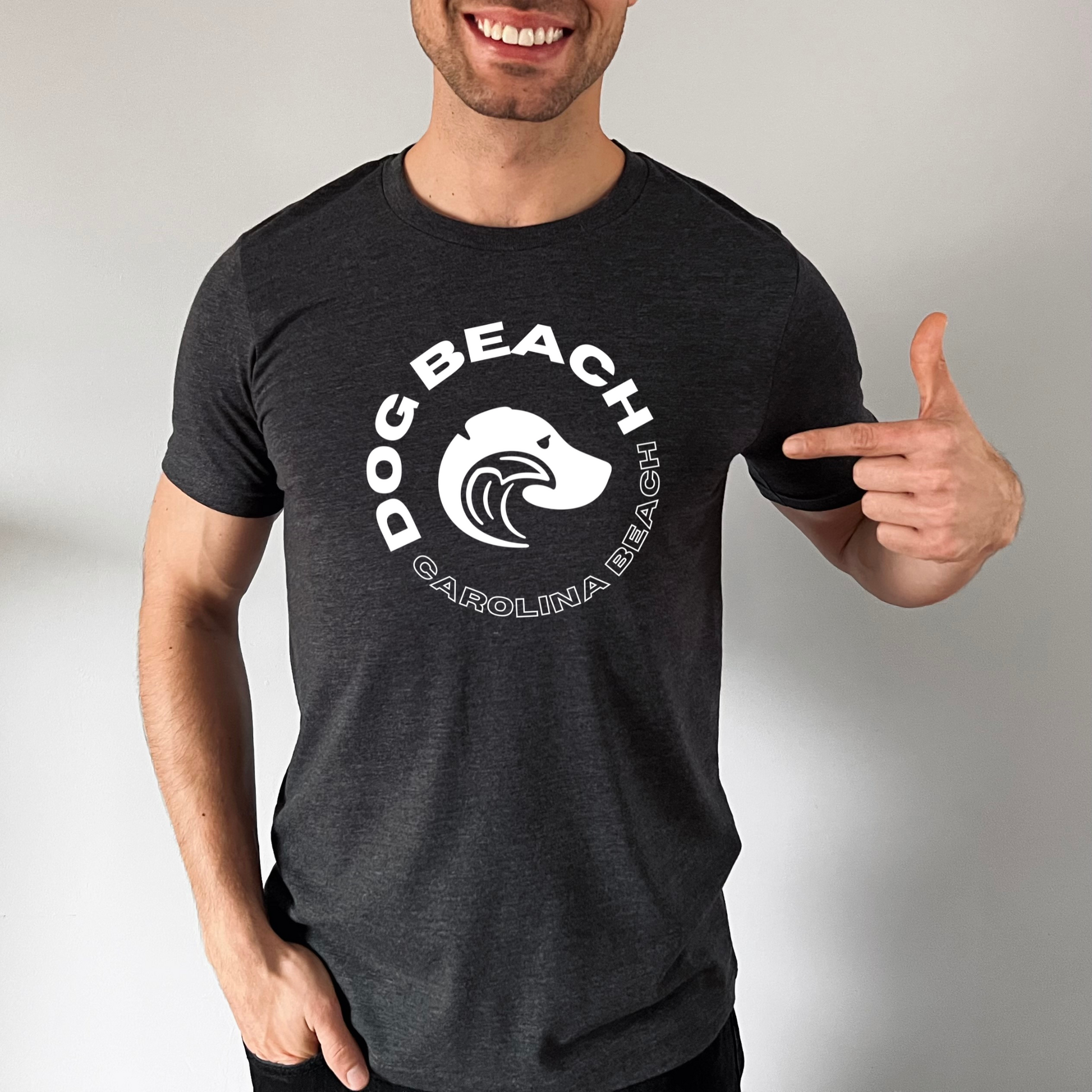 Carolina Beach Dog Beach T-Shirt Triblend Mens Modeled