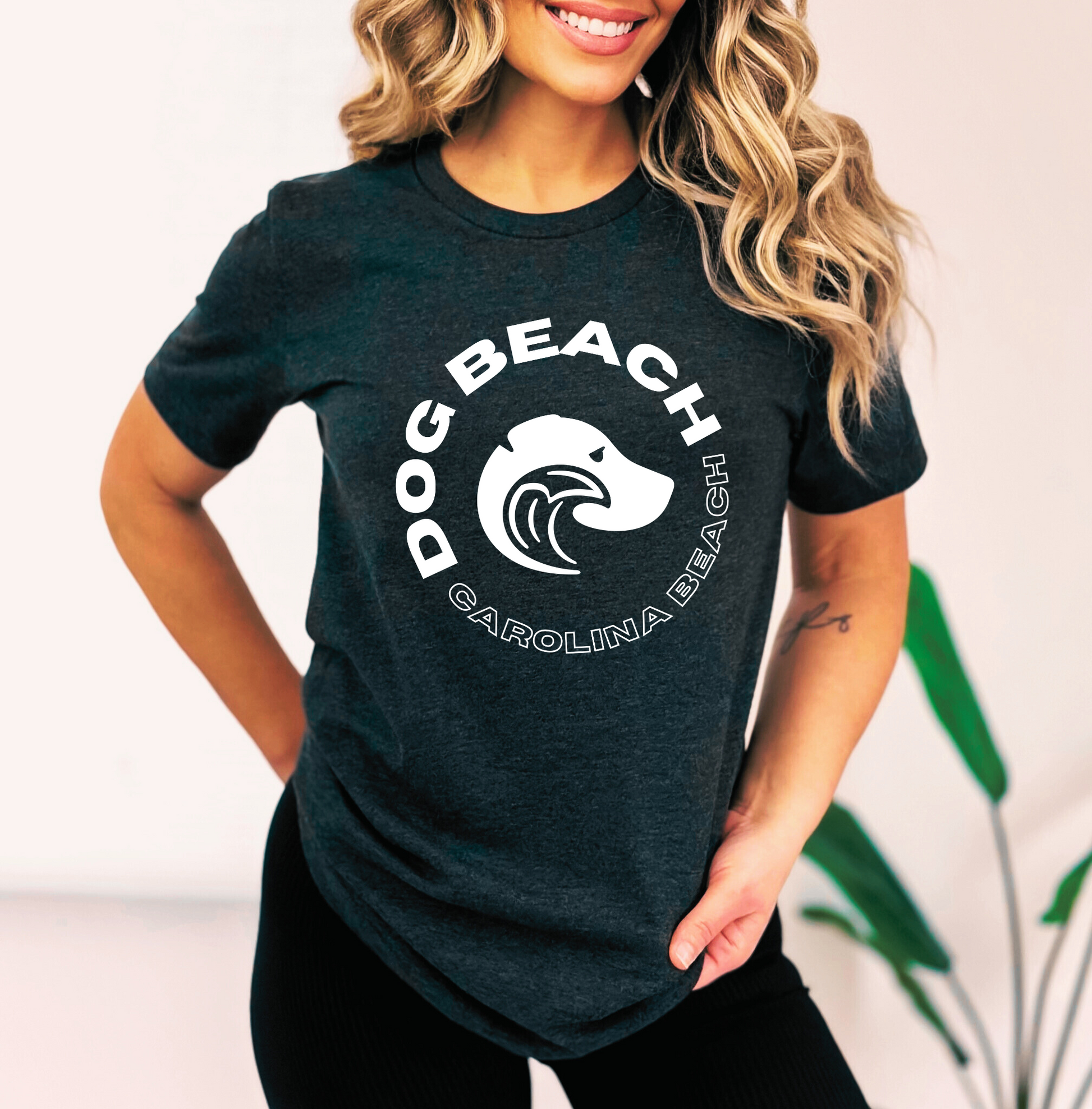 Carolina Beach Dog Beach T-Shirt Triblend Womens Modeled