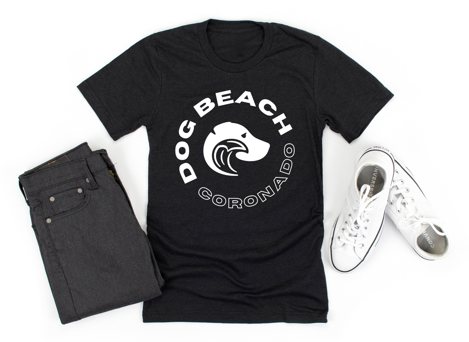 Coronado Dog Beach Triblend T-Shirt Lay Flat Outfit