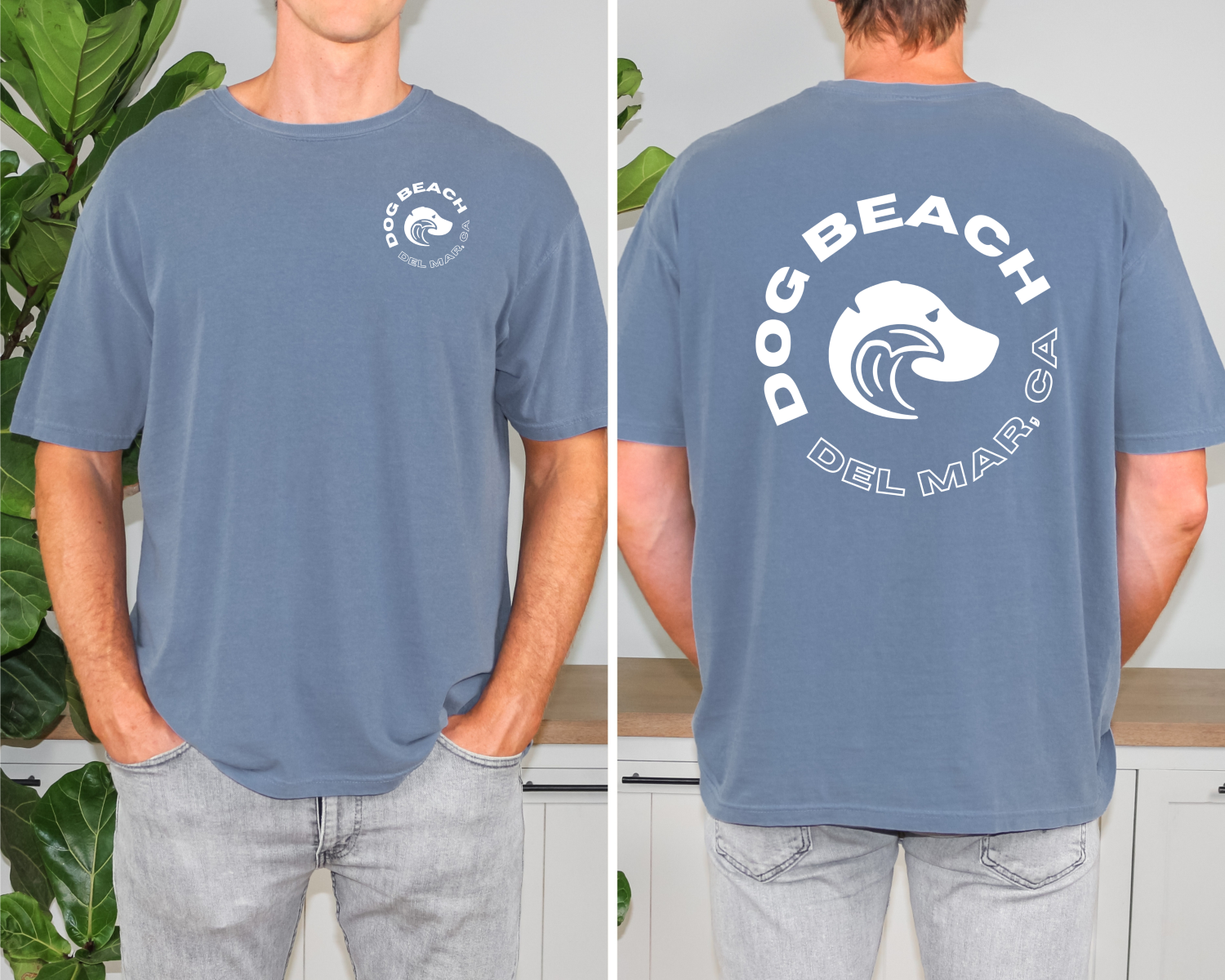 Del Mar Dog Beach Relaxed Weekend T-Shirt Mens Modeled