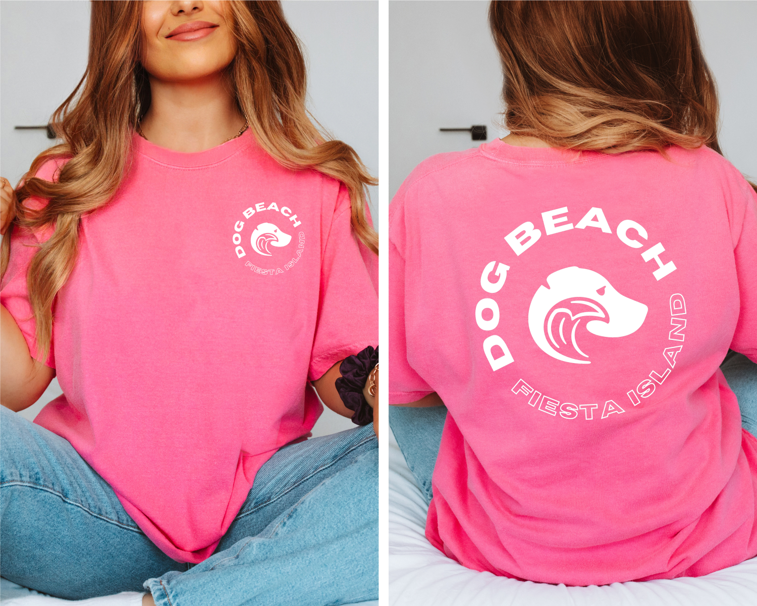 Fiesta Island Dog Beach Relaxed T-Shirt Womens Modeled