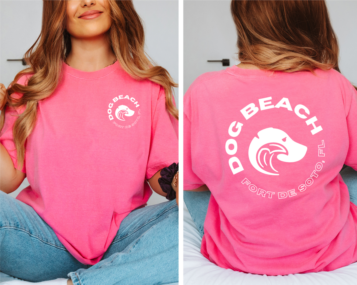 Fort de Soto Dog Beach T-Shirt Relaxed Womens Modeled