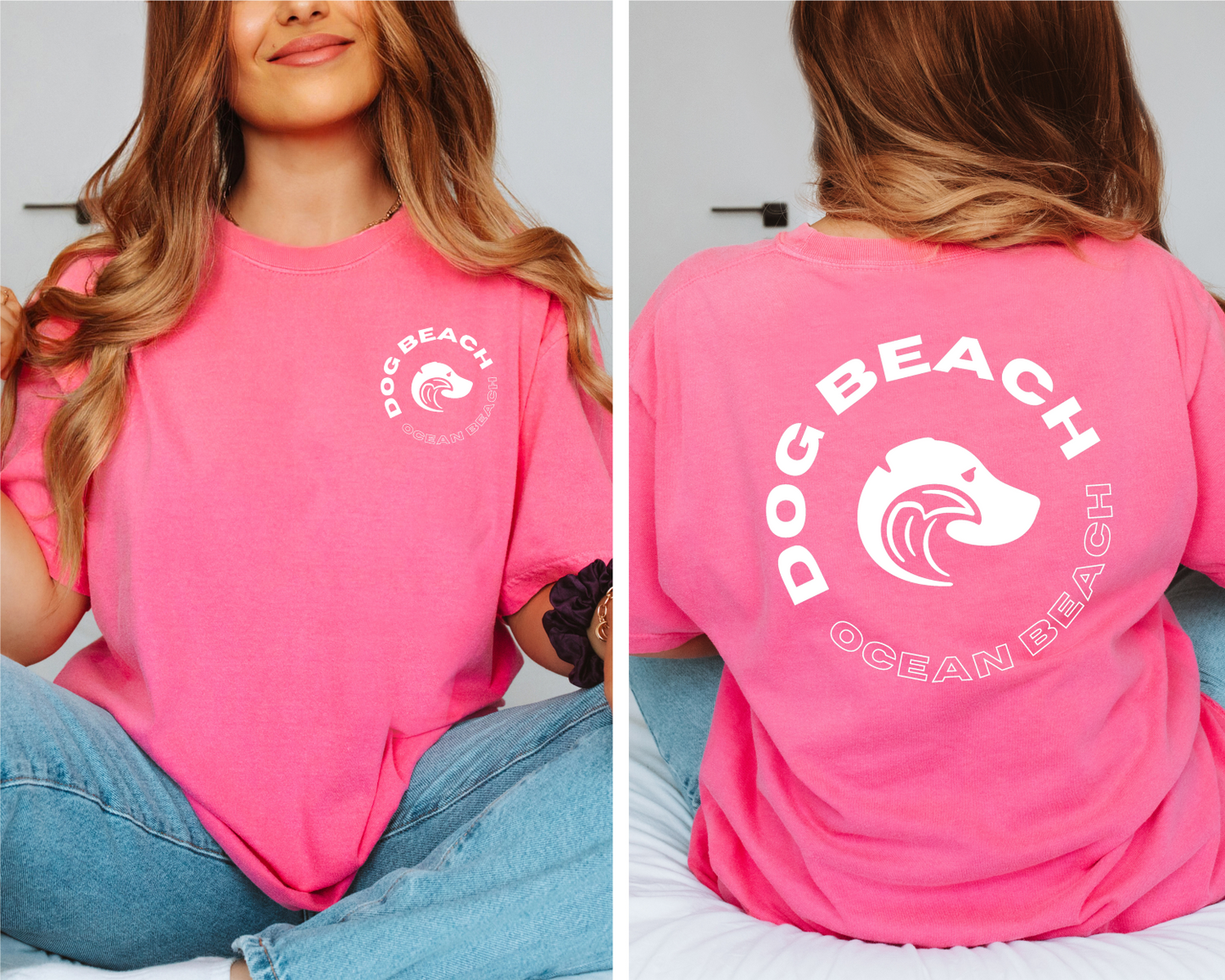 Ocean Beach Dog Beach Relaxed T-Shirt Womens Modeled