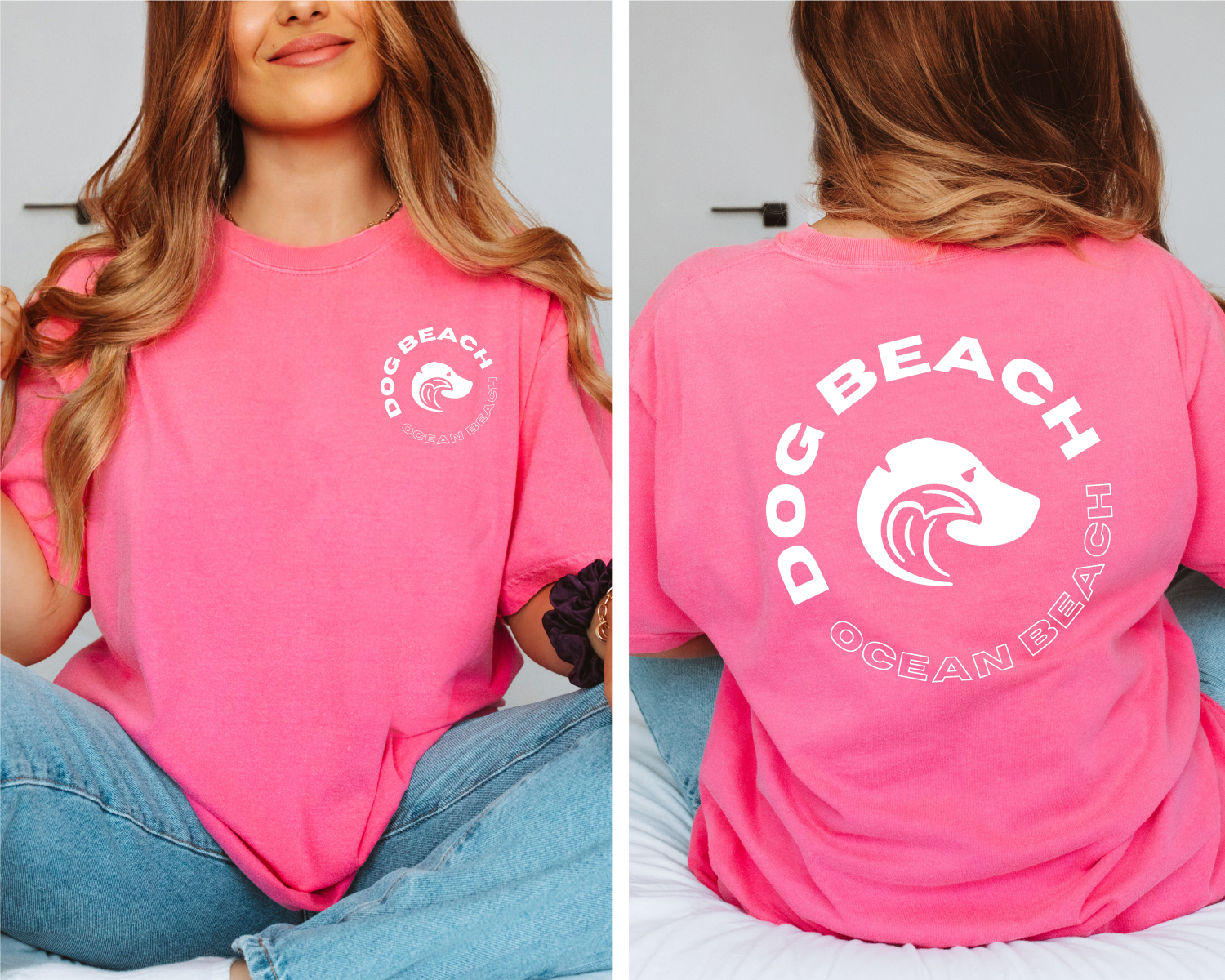 Ocean Beach Dog Beach Relaxed T-Shirt Womens Modeled